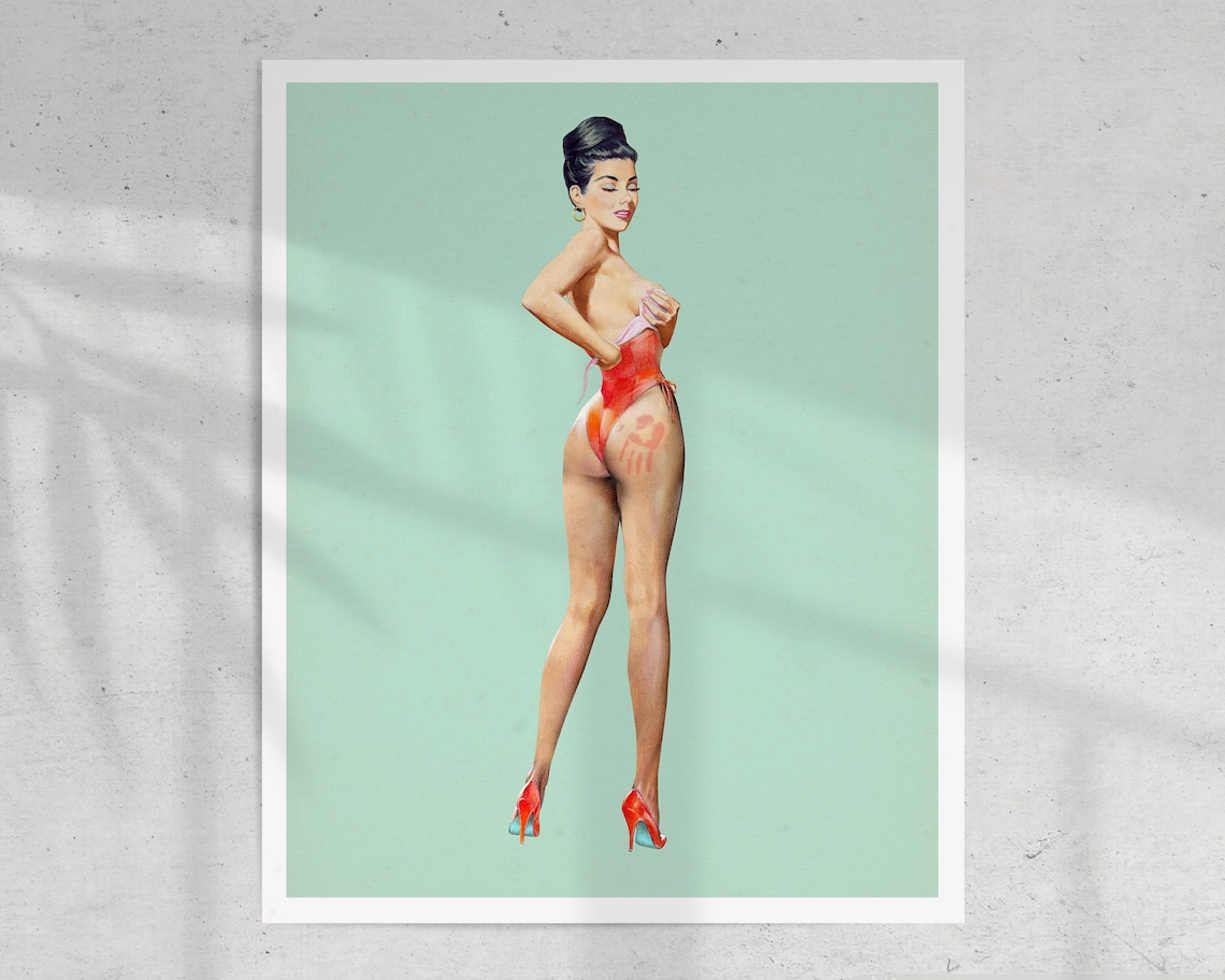 Spanked Pin Up Girl Vintage Retro Art Print - Image 2