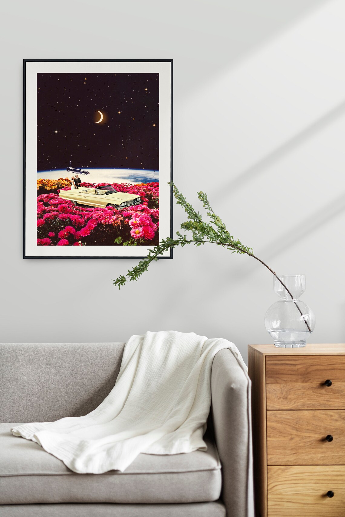 Romantic View Retro Futuristic Space Collage Art Print - Image 2