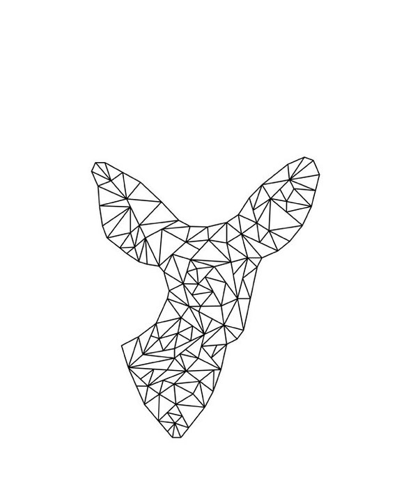 Deer And Doe Geometric Prints Origami Modern Home Decor Black White Young Couple In Love Gift Scandinavian Poster Poster Diamond