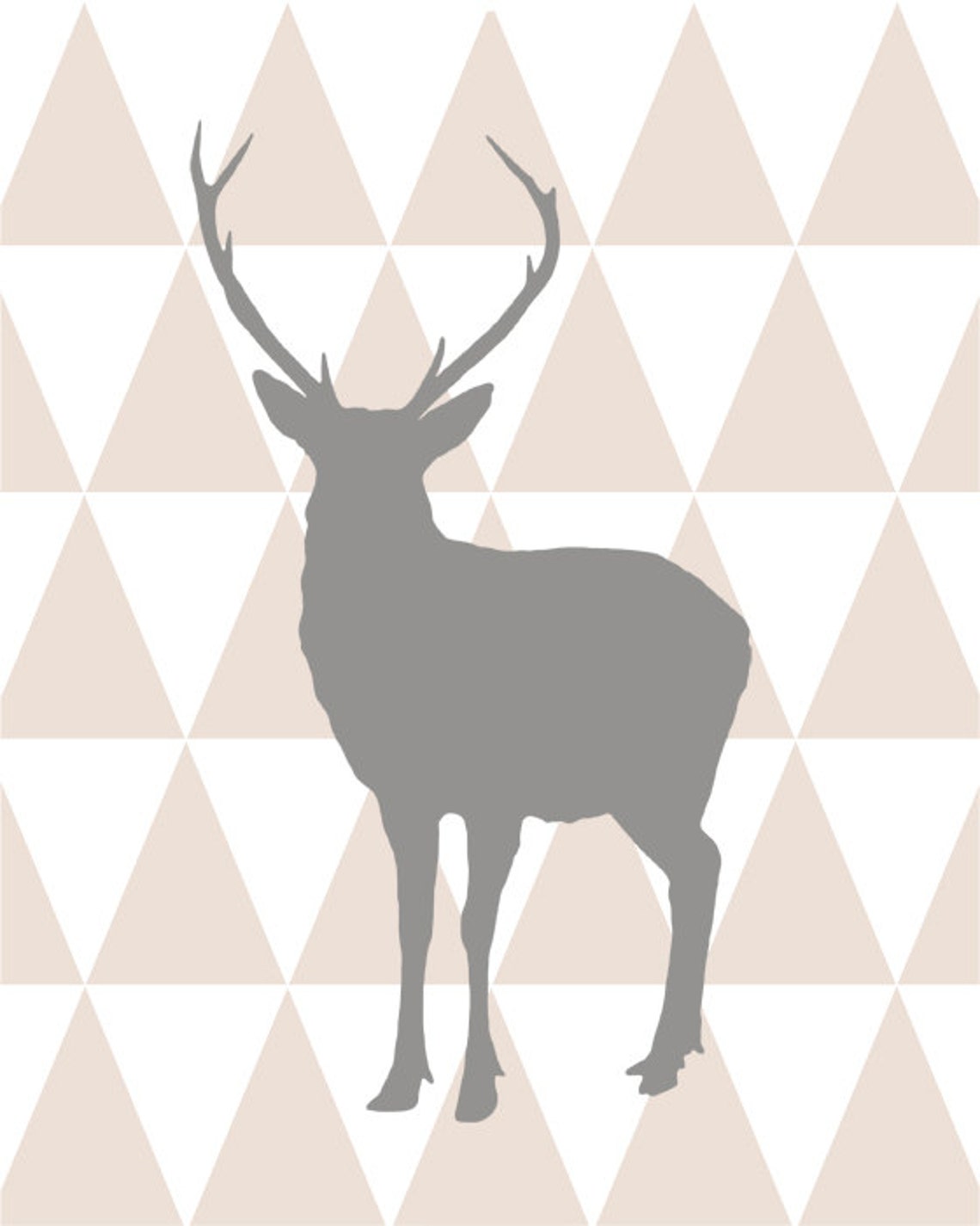 Deer Print Beige Taupe Grey Sand Deer With Antlers Wall Art Nursery Decor Art Wall Decor Geometrical - Image 2