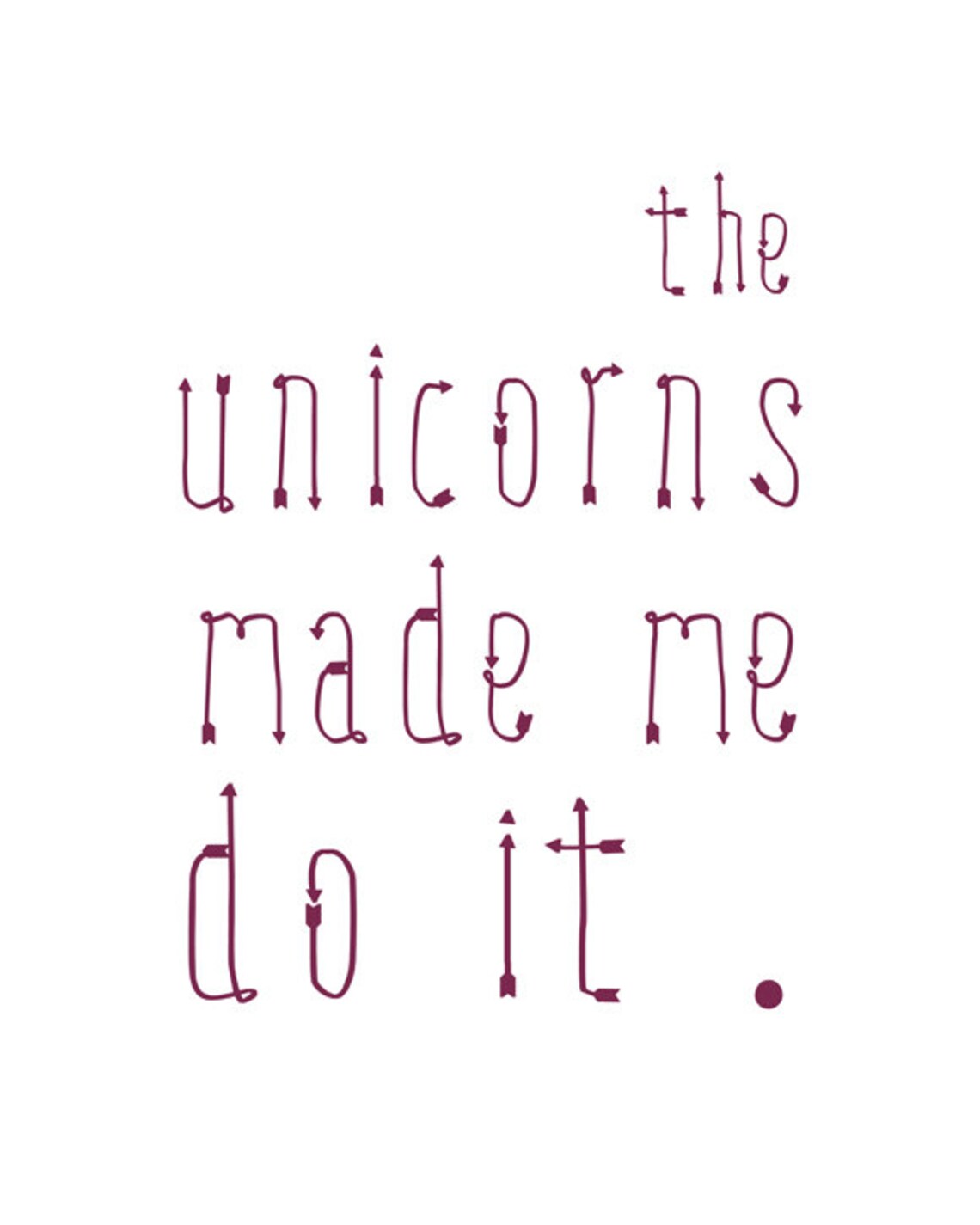 The Unicorns Made Me Do It Pink Funny Quote Hand Lettered Wall Art Poster - Image 2