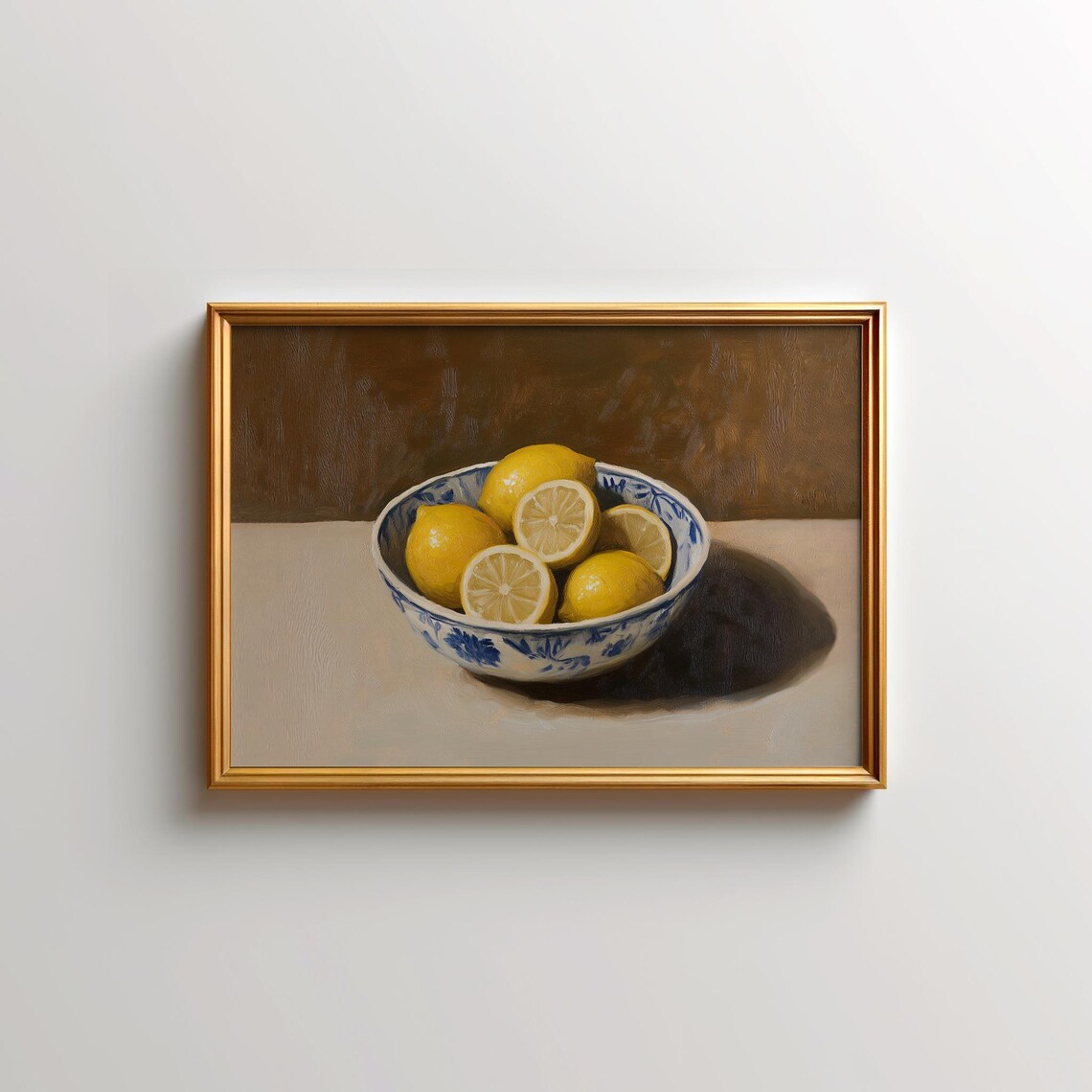 Ripe Lemons Still Life Vintage Citrus Kitchen Oil Painting Poster