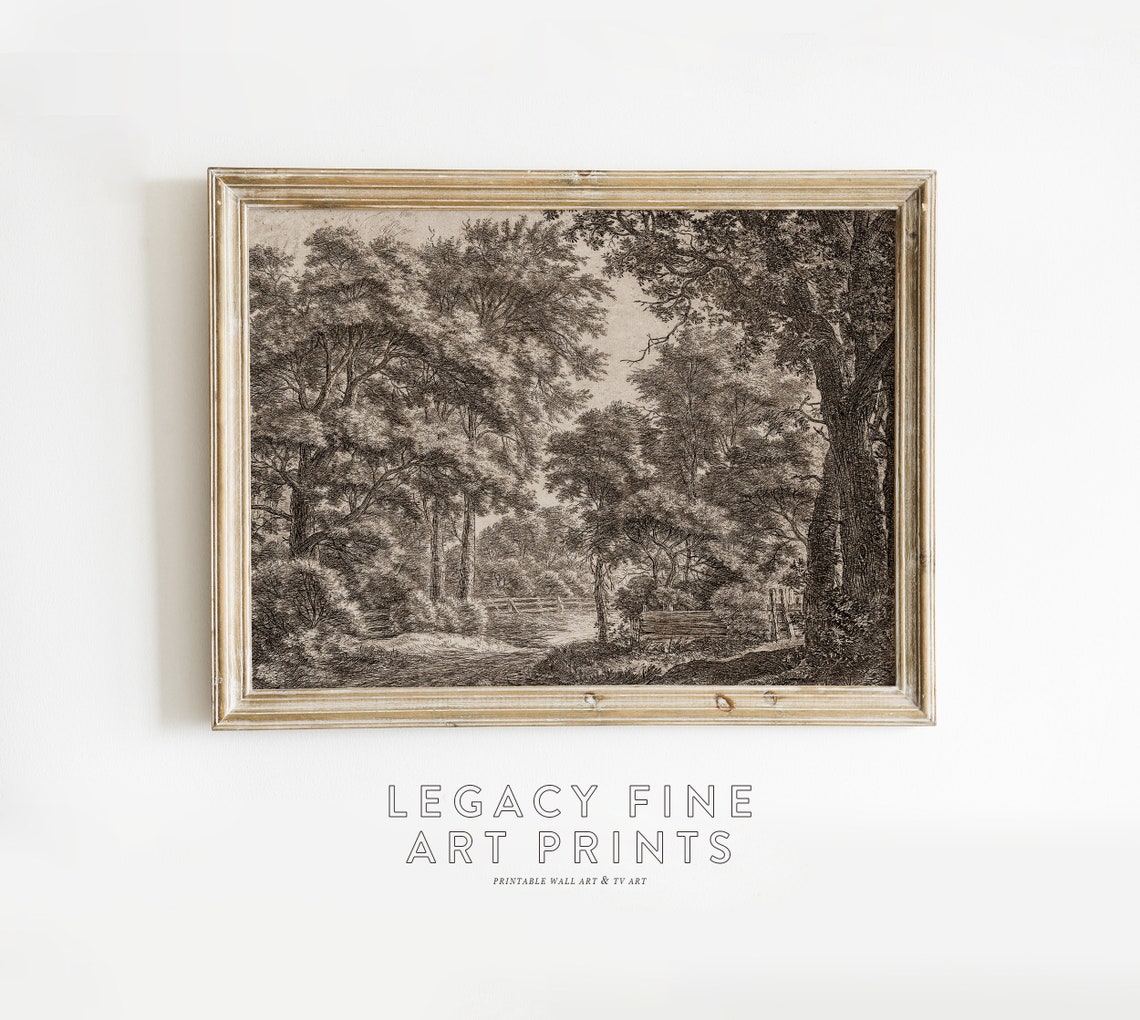 Golden Autumn Fields Vintage Countryside Landscape Sketch Poster - Image 3
