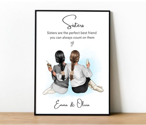 Unique Sister Gift Custom Birthday Print For Sisters Custom Birthday Keepsake For Her