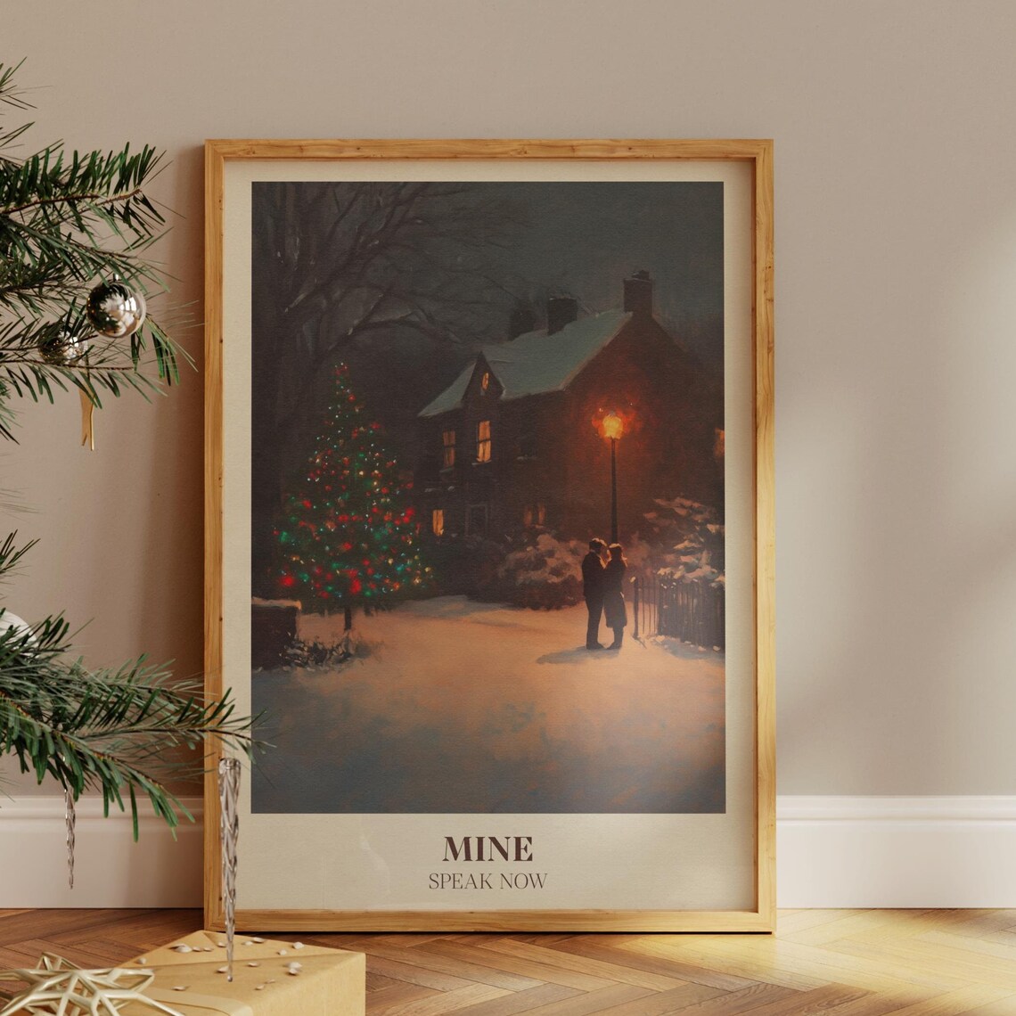Taylor Swift Mine Speak Now Snowy Christmas Couple Night Poster