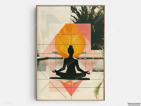 Yoga Silhouette Original Midcentury Modern Minimalist Wall Art