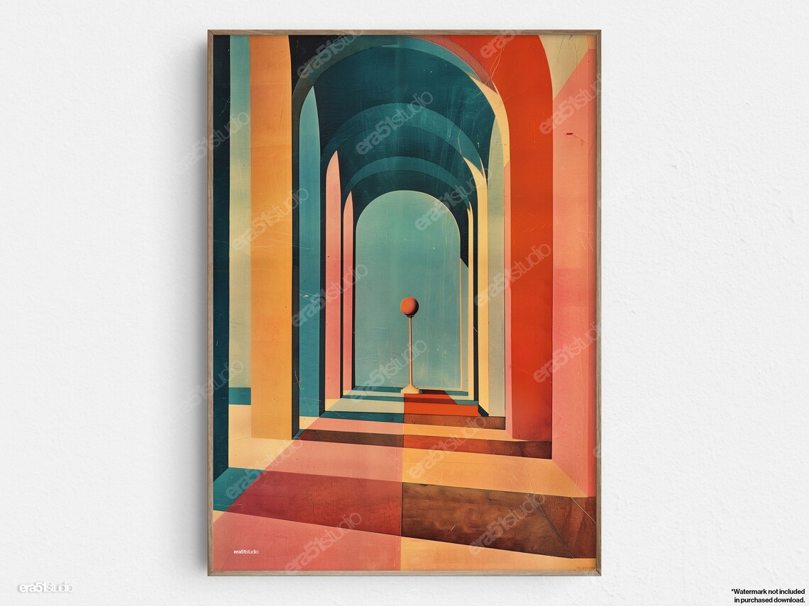 Art Deco Arches And Sphere, Mid-Century Art Print