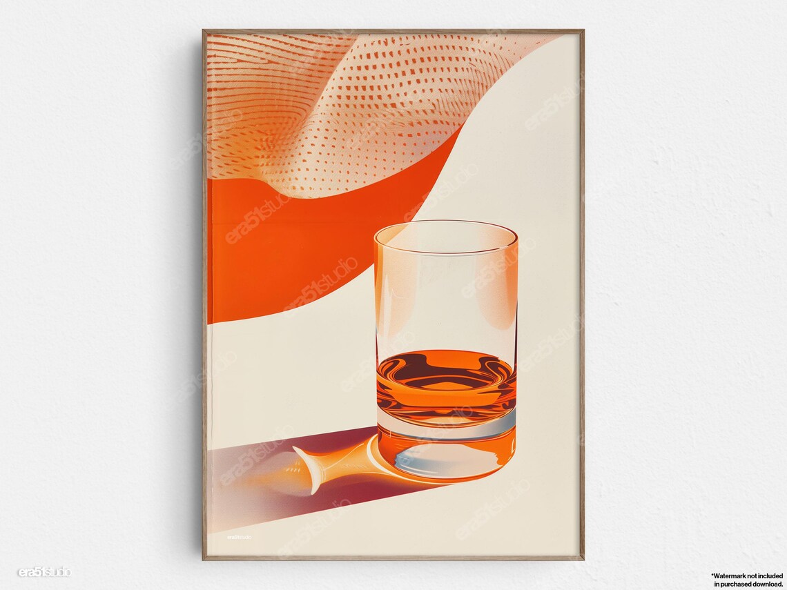 Whiskey Drink Minimalist Abstract Poster Print