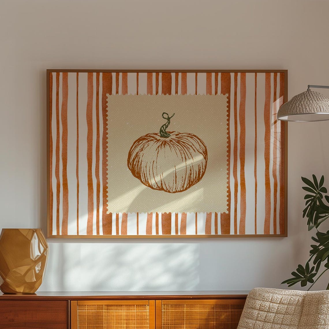 Pumpkin Wall Art Cozy Fall Poster Vintage Kitchen Decor Trendy