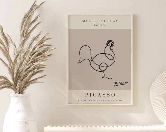 Picasso The Cock Minimal Line Drawing Museum Exhibition Poster