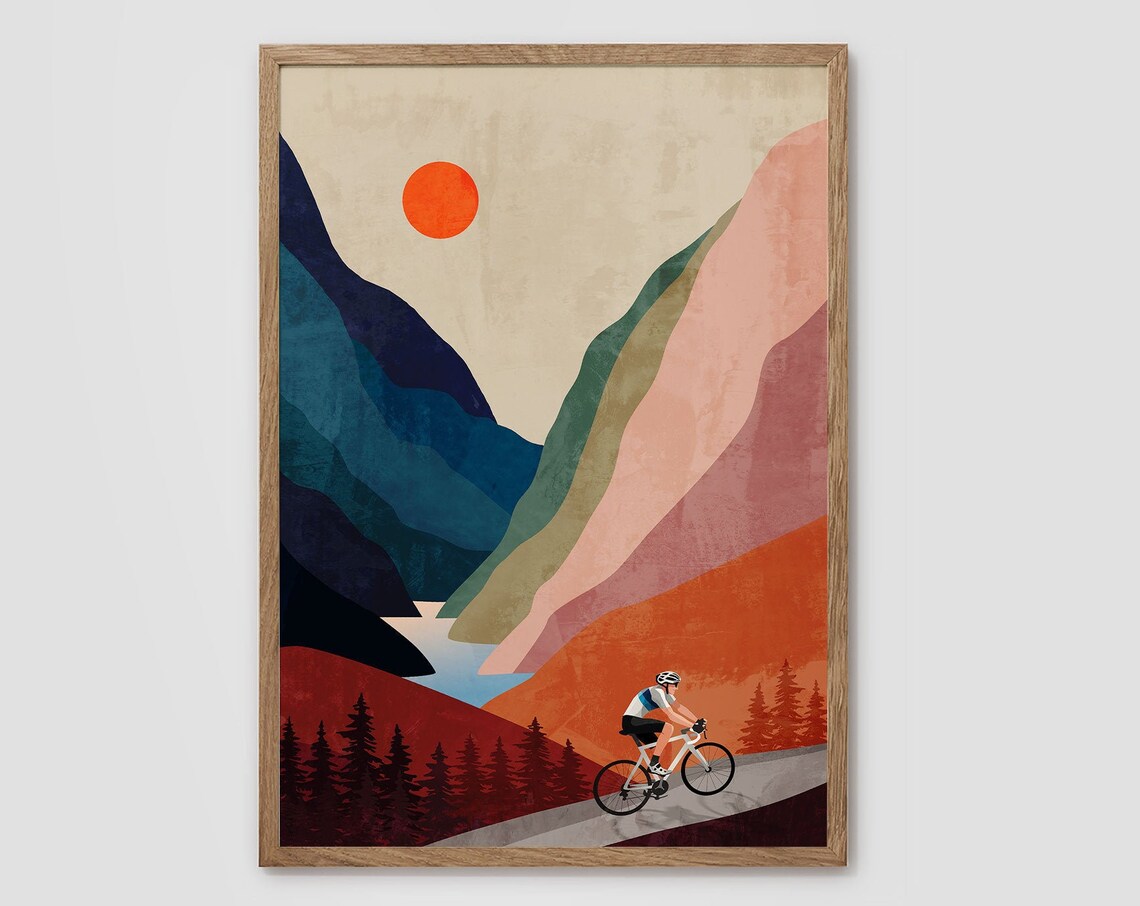 Cycling Art Print, Sports-Inspired Wall Decor