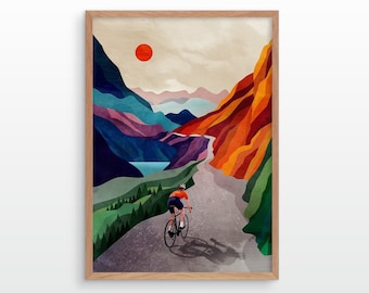 Cycling Art Print High In The Mountains