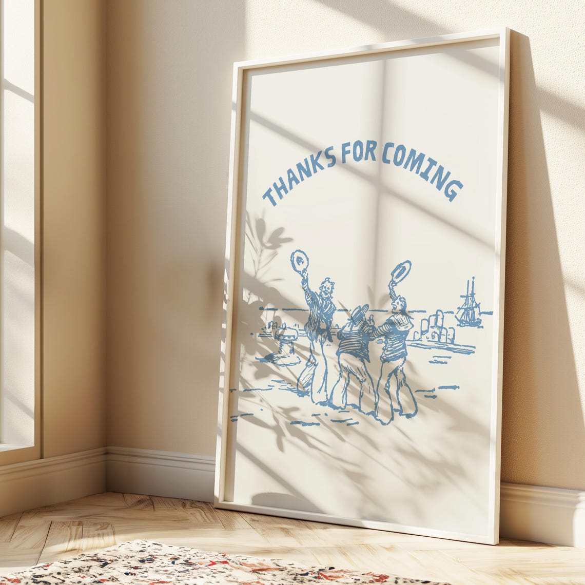 Thanks For Coming Sailors Waving Blue Nautical Coastal Art Poster - Image 4