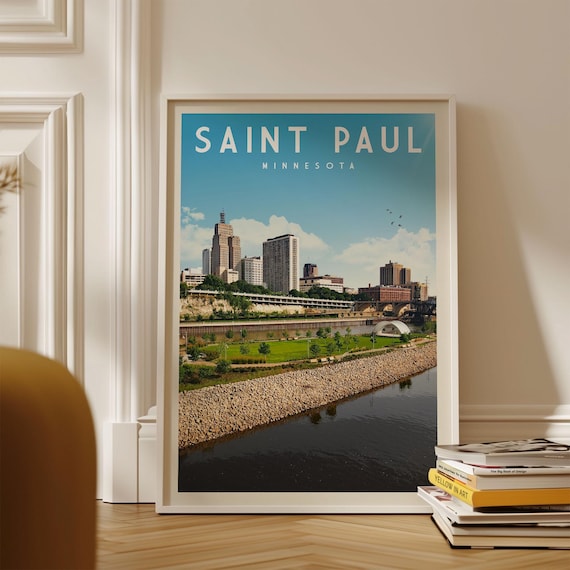 St Paul Poster, Saint Minnesota Travel Gift Map