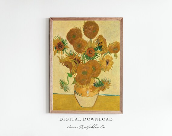 Vincent Van Goghs Sunflowers Painting Vintage Floral Wall Art Famous Fine Art Print Antique Oil Painting