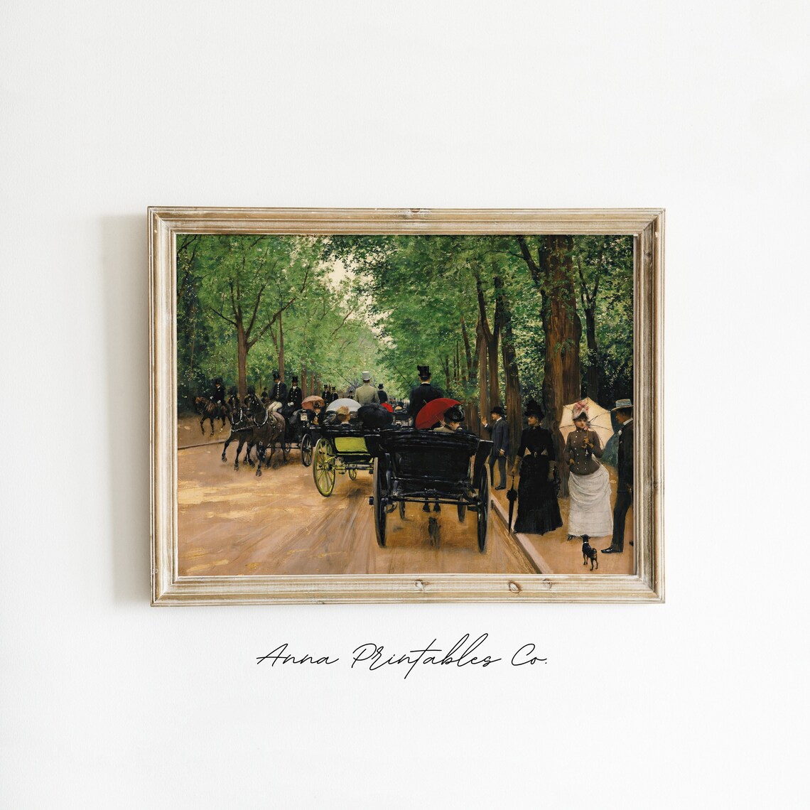 Horse Carriages Park Promenade Vintage Belle Epoque Painting Poster - Image 2