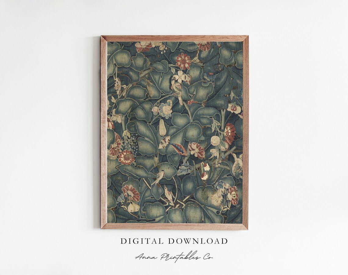 Tapestry III Vintage Green Patterned Art Print