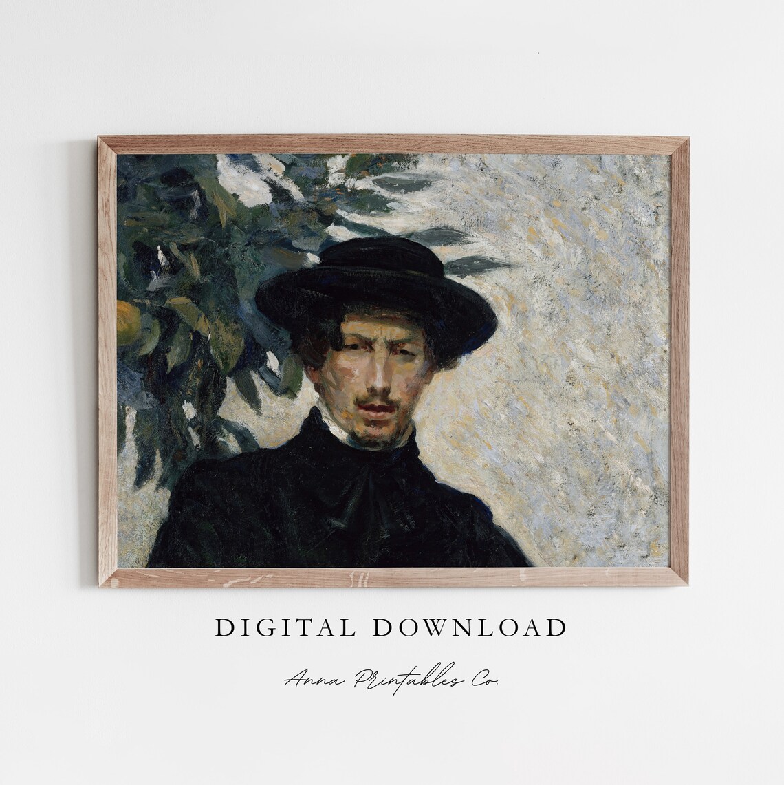 Impressionist Portrait of a Thoughtful Man in a Black Hat Poster