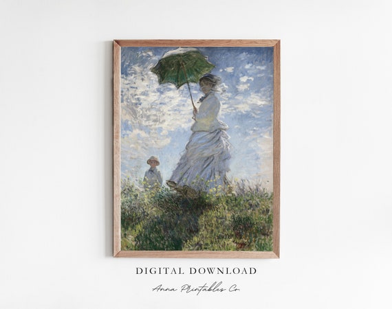 Woman With A Parasol Digitally Remastered Claude Monet Painting For Antique Spring Decor Vintage Fine Art Prints