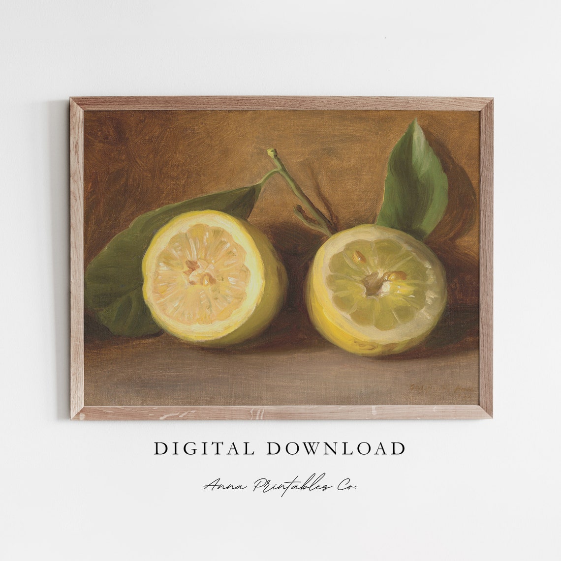 Sliced Lemons Still Life Oil Painting Rustic Kitchen Decor Poster