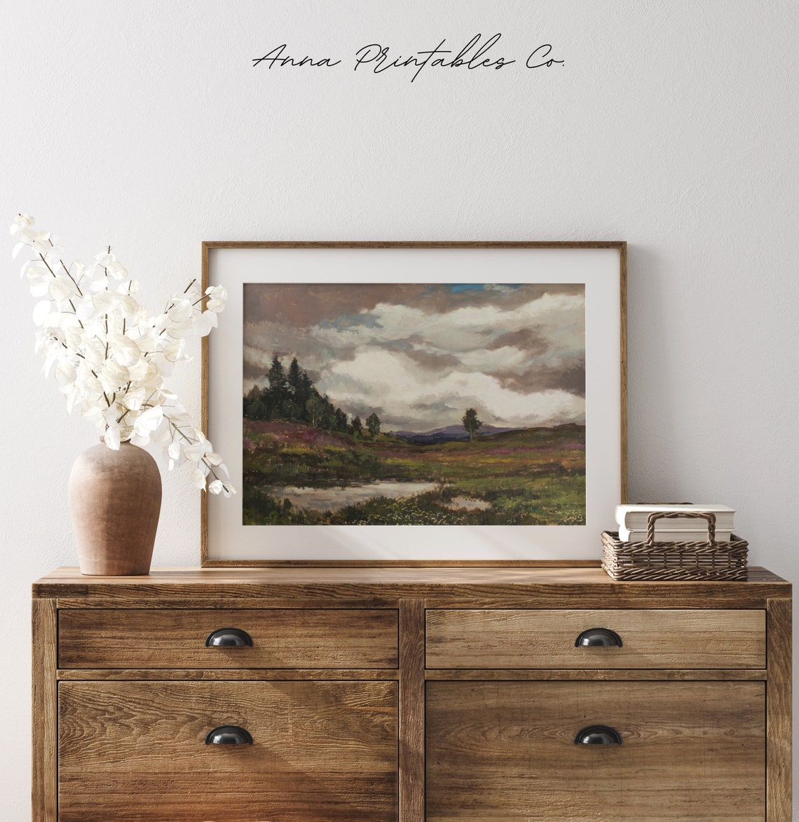 Antique Moorland Landscape Vintage Pond Heather Hills Poster - Image 2