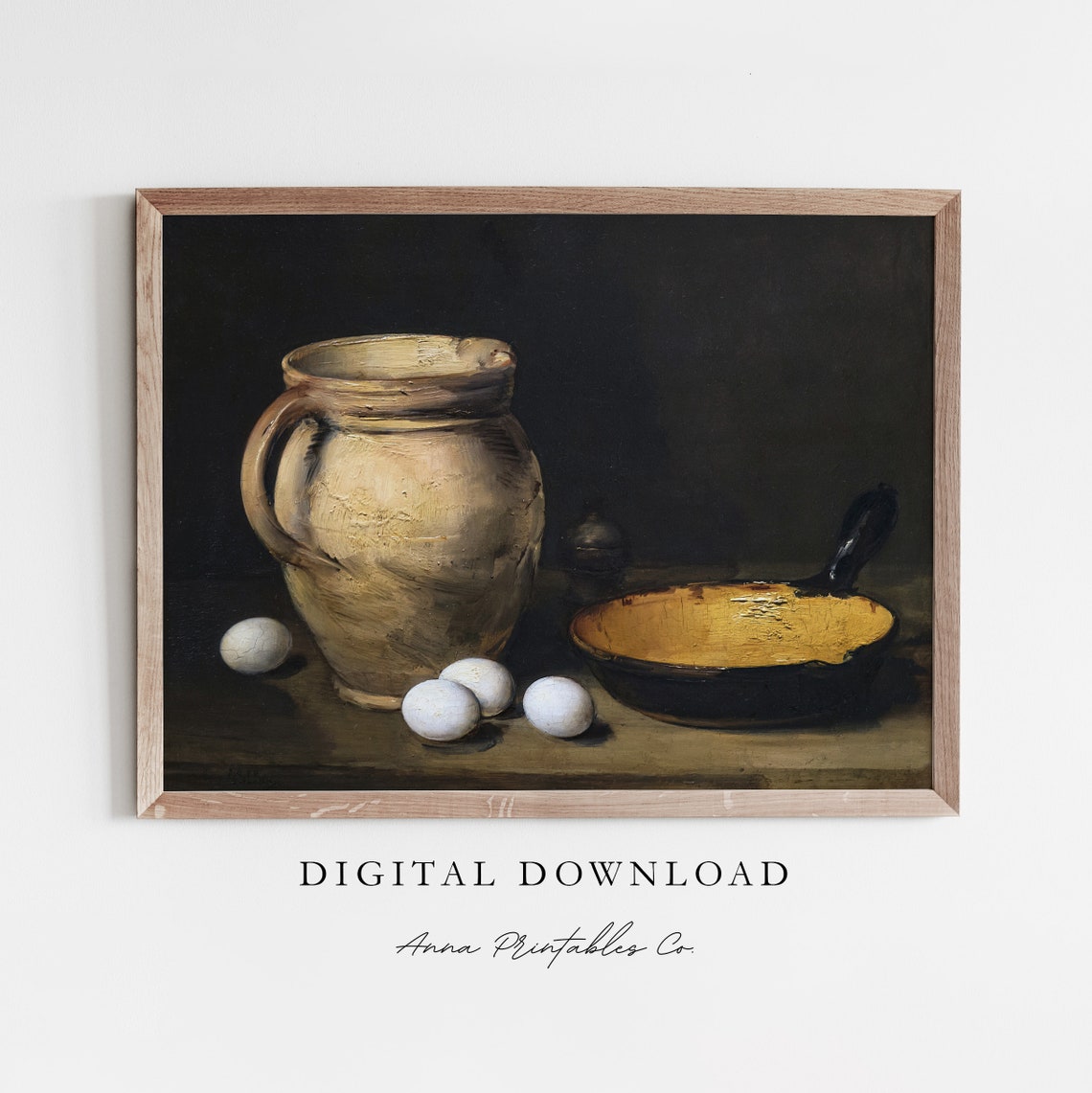 Antique Kitchen Still Life Rustic Vintage Jug Eggs And Pan Poster