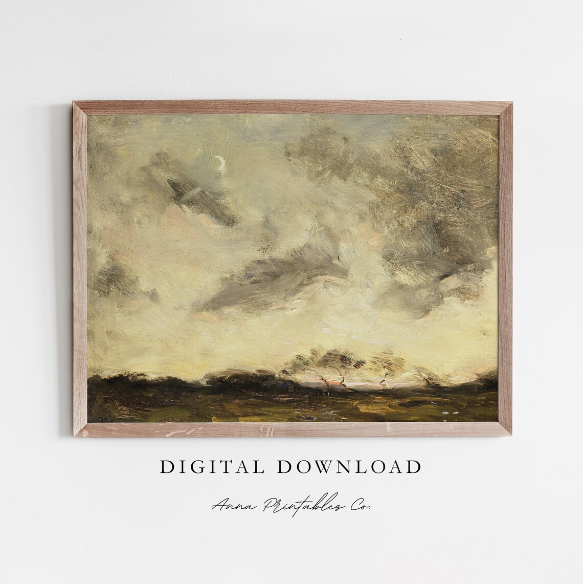 Sky At Dusk Vintage Yellow Storm Cloud Landscape Painting Poster