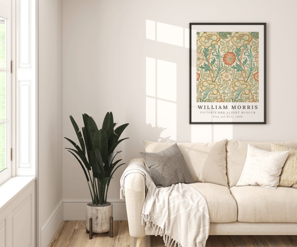 William Morris Pink And Rose 1890 Floral Botanical Pattern Poster - Image 2
