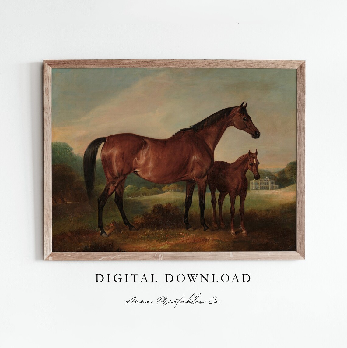 Antique Horse Painting, Vintage Equestrian Art Print