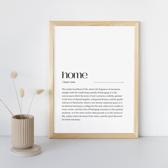 Home Word Definition Noun Typography Minimalist House Decor Poster