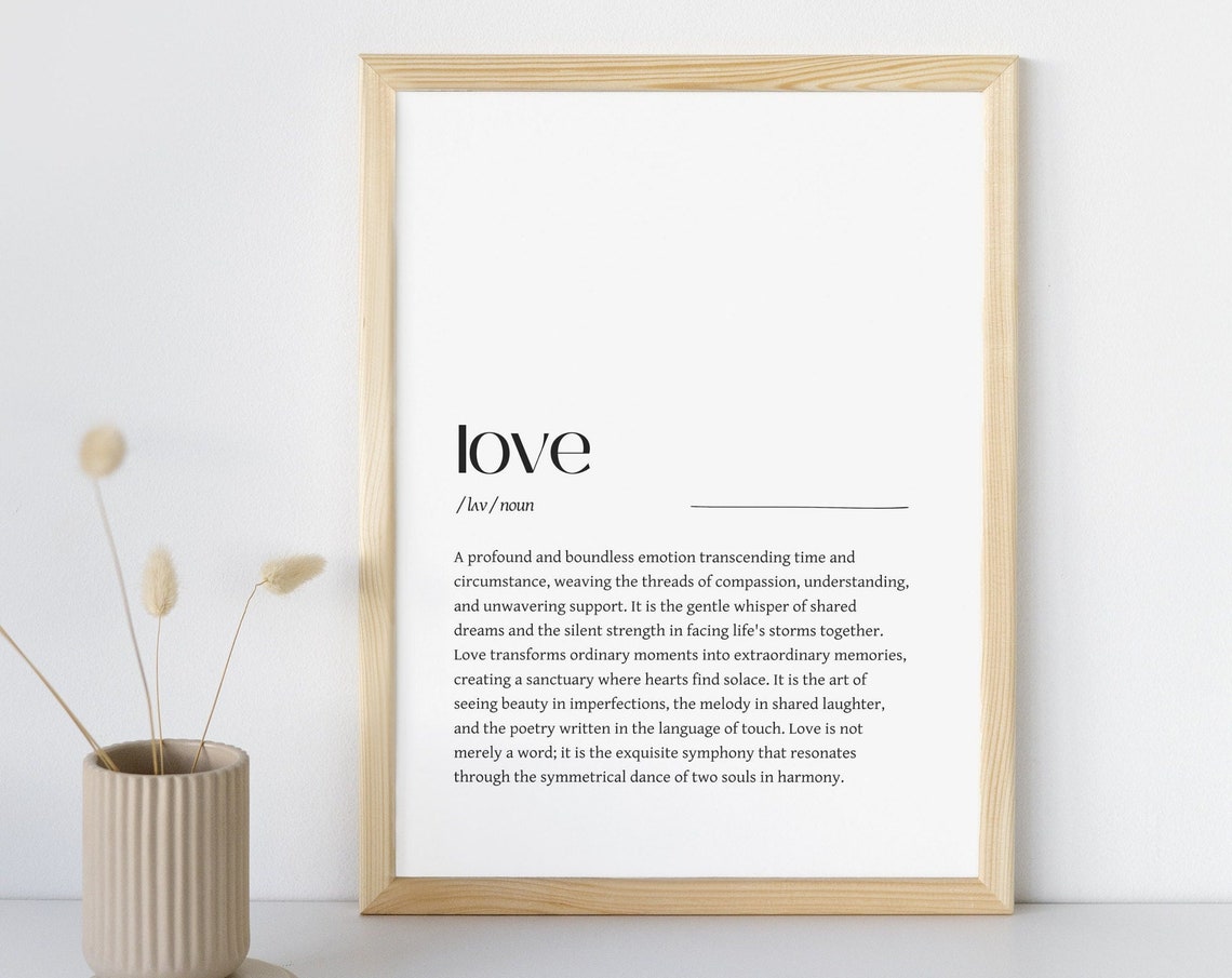 Love Word Definition Noun Typography Minimalist Romance Poster