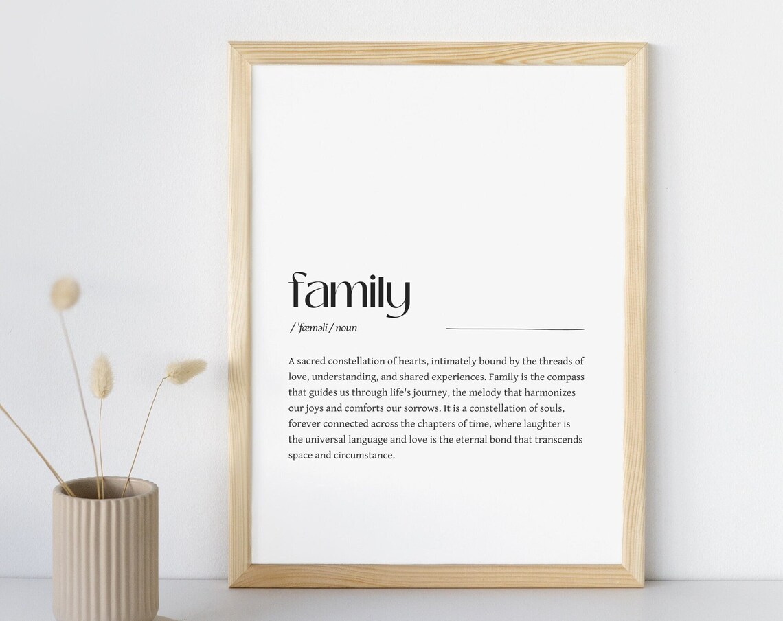 Family Word Definition Poster, Dictionary Wall Art