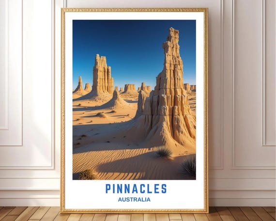 Pinnacles Desert Australia Wall Art Minimalist Travel Poster Outback Landscape Print Australian Natural Wonder Decor