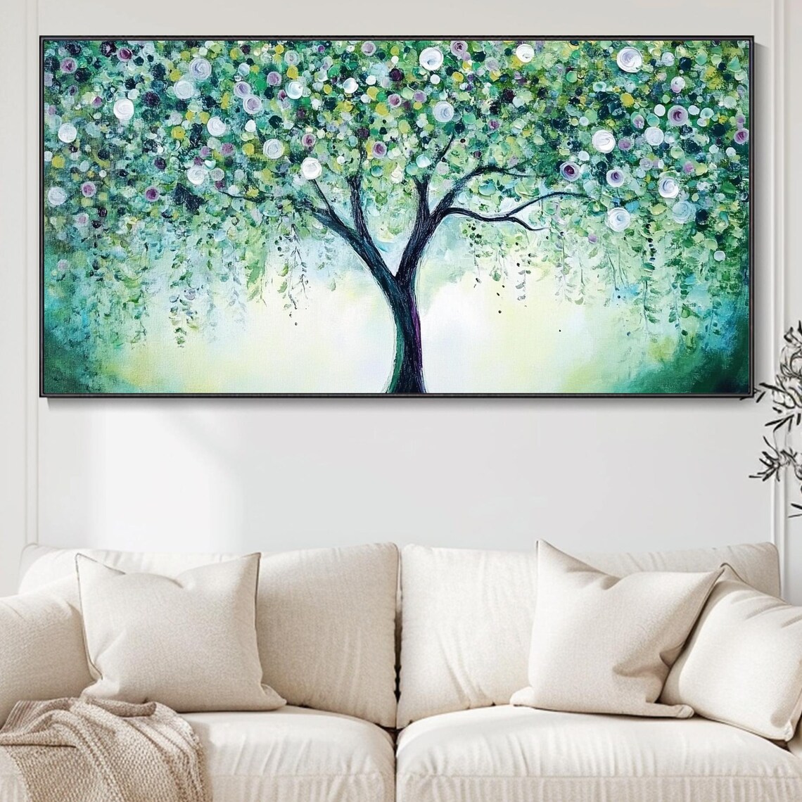 3d Green Tree Textured Wall Art Original Tree Painting On Impressionist Wall Art Vibrant Nature Living Room Decor