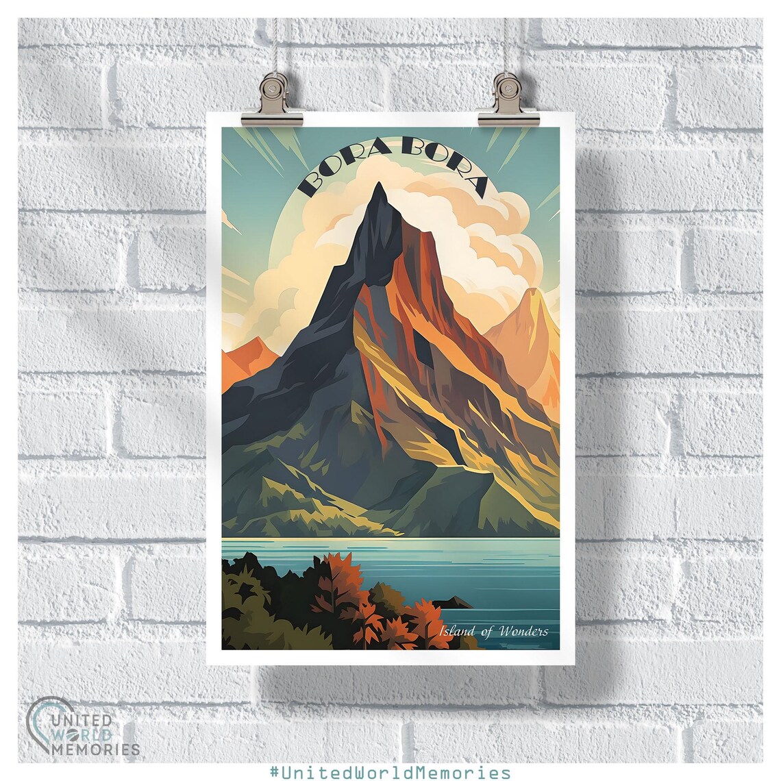 Bora Bora Island Mount Otemanu Peak Lagoon Vintage Travel Poster - Image 5