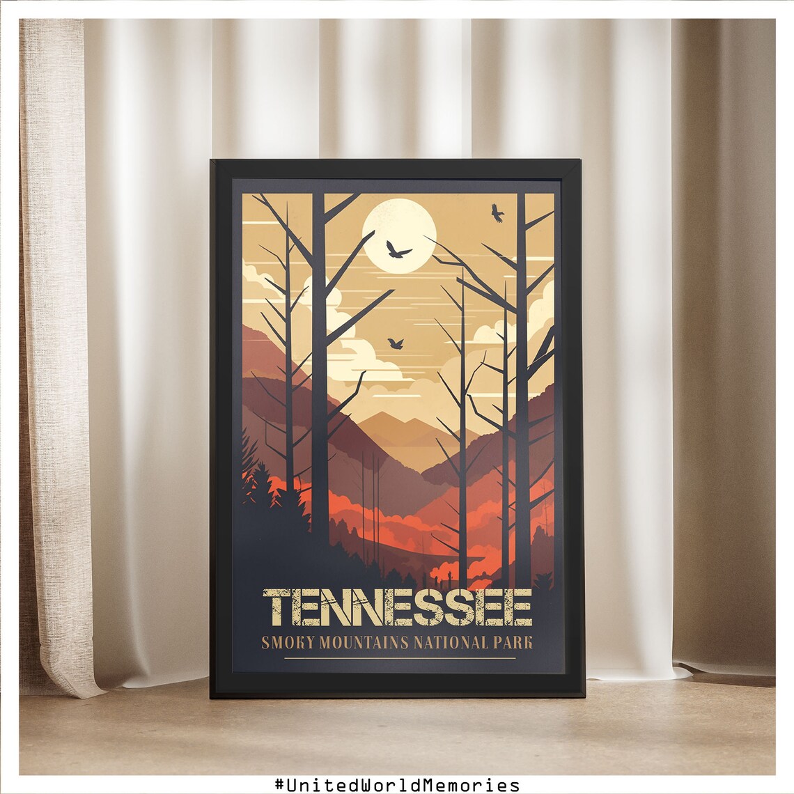 Tennessee Smoky Mountains National Park Sunset Vintage Travel Poster - Image 4