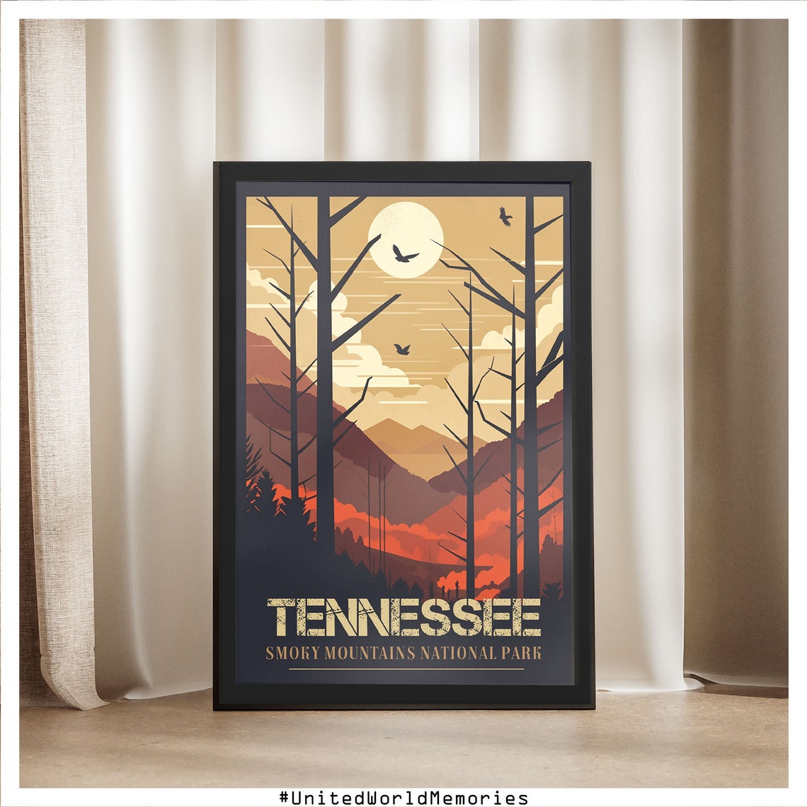 Tennessee Travel Poster Smoky Mountains National Park Poster Tennessee Vintage Poster Wall Decor Tennessee Print Tennessee Retro Poster - Image 4