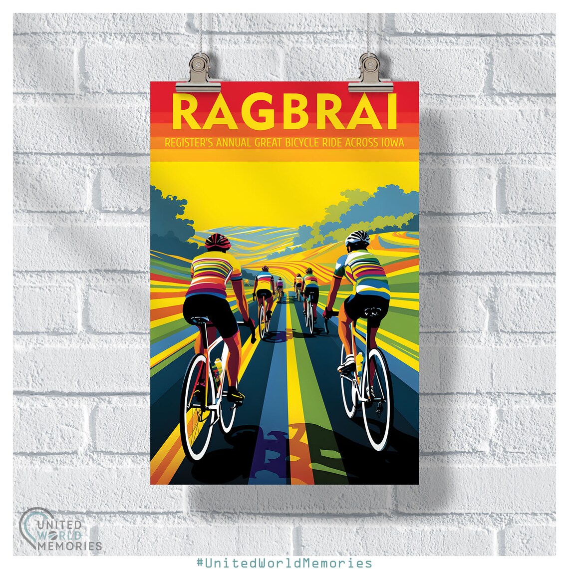 Ragbrai Vintage Retro Cycling Poster, Iowa USA
