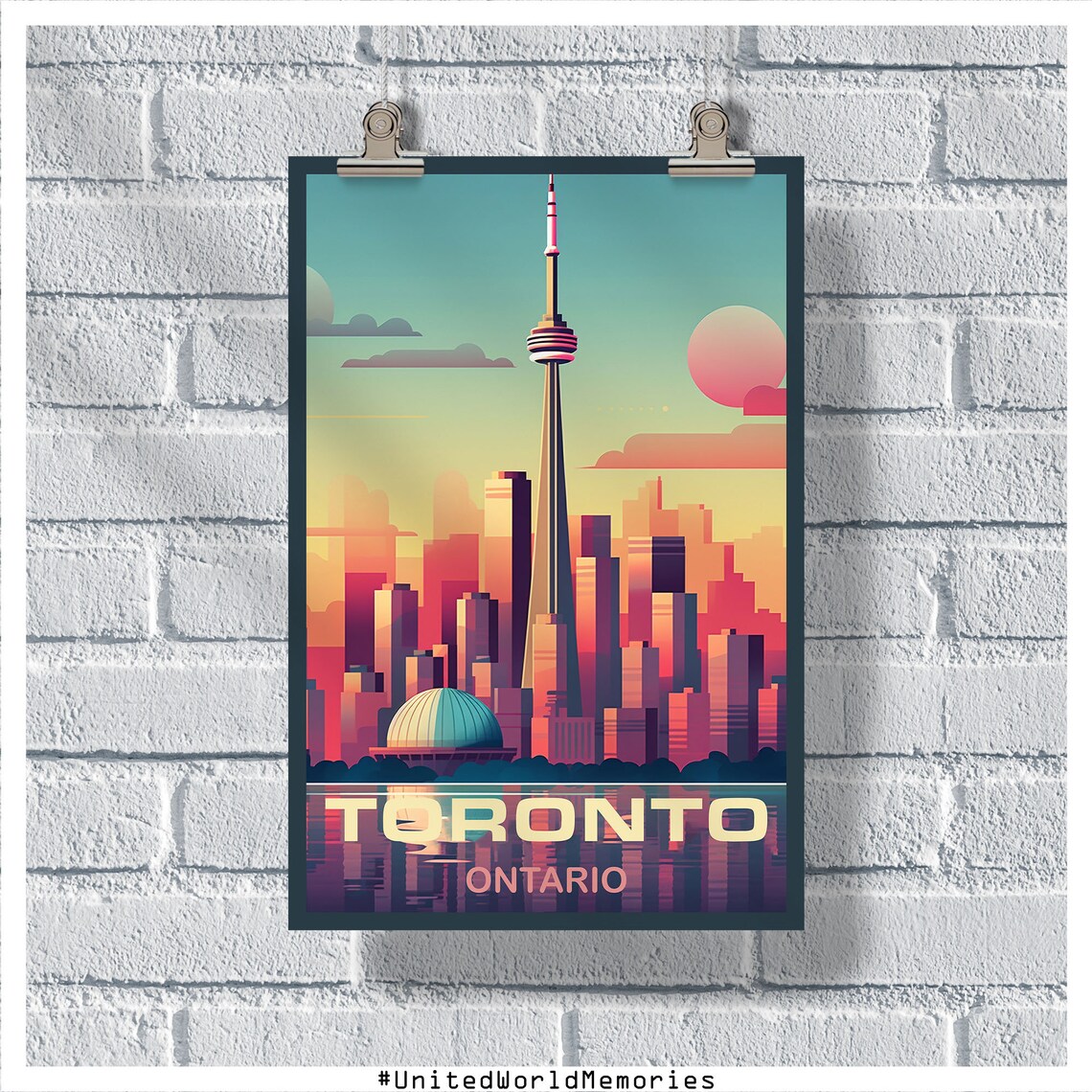 Toronto Ontario CN Tower City Skyline Sunset Reflection Poster