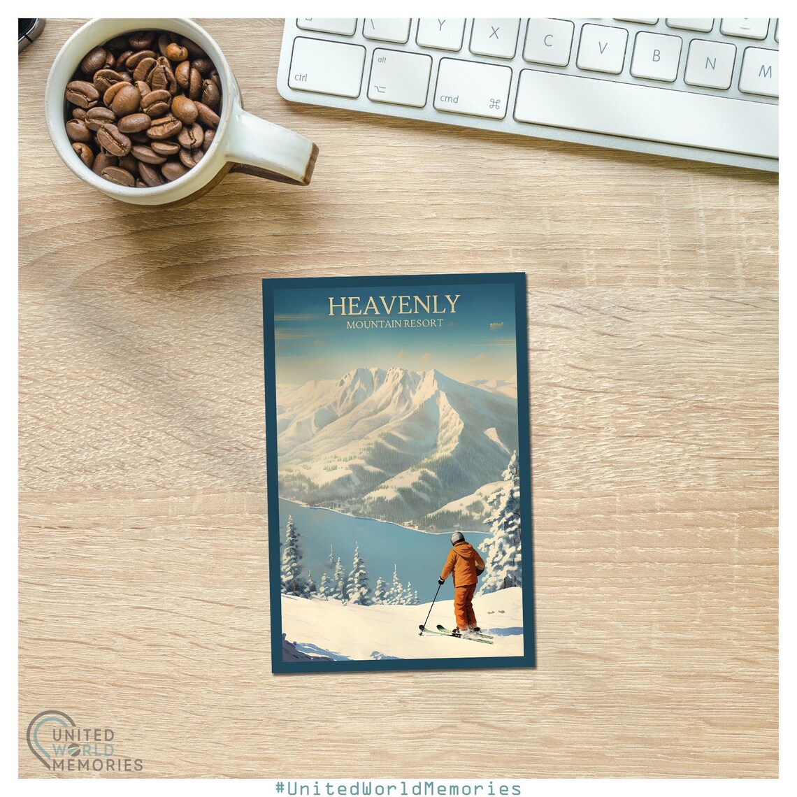 Heavenly Mountain Resort Skier Powder Slope Winter Vista Poster - Image 2