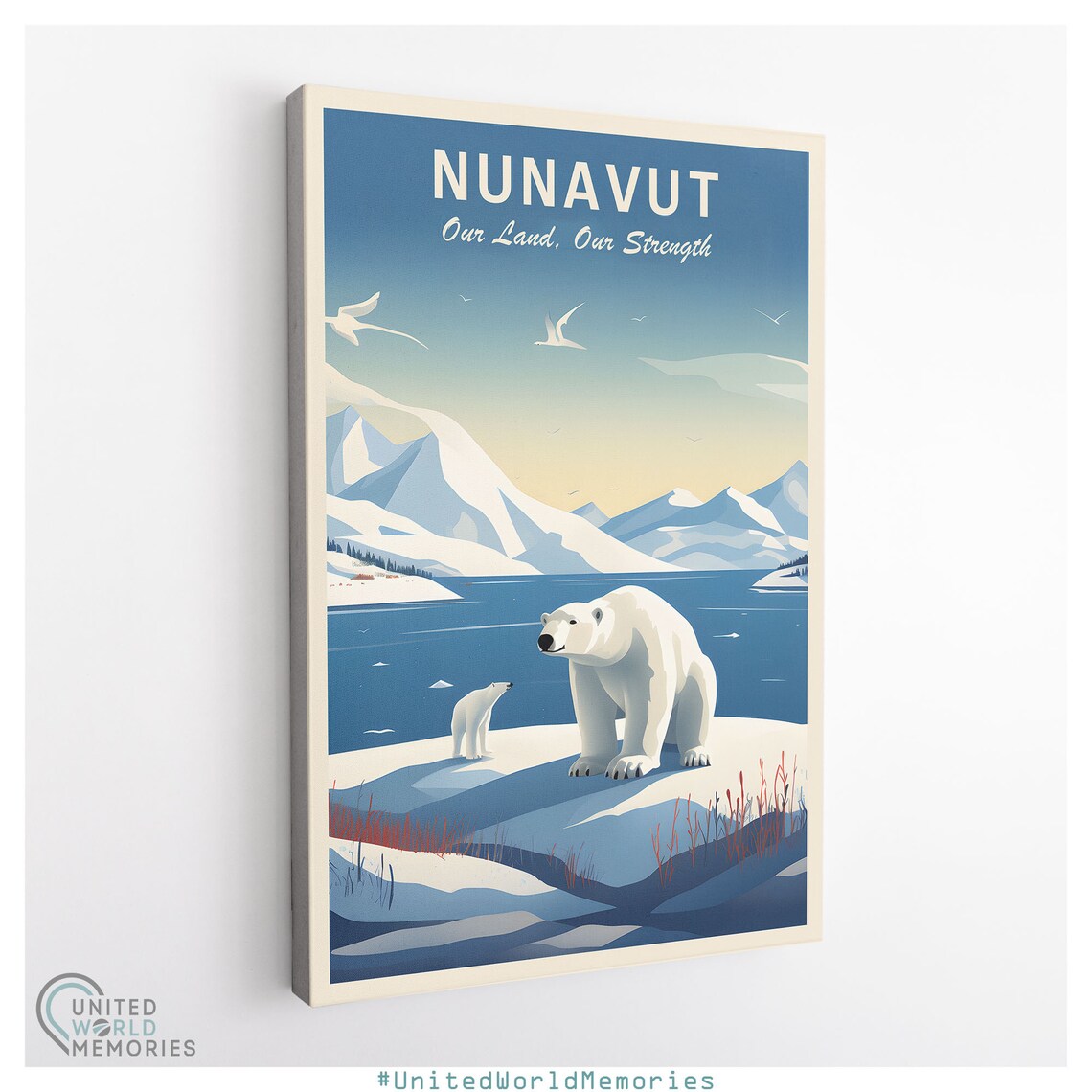 Nunavut Polar Bears Arctic Ice Our Land Our Strength Wildlife Poster - Image 3