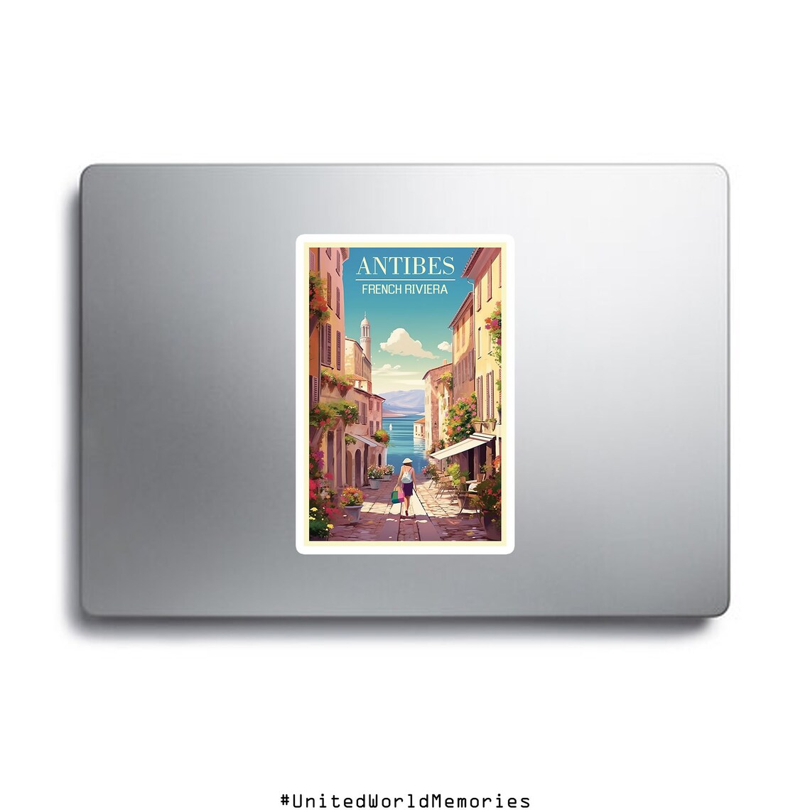 Antibes French Riviera Old Town Alley Flowers Sea View Poster - Image 2