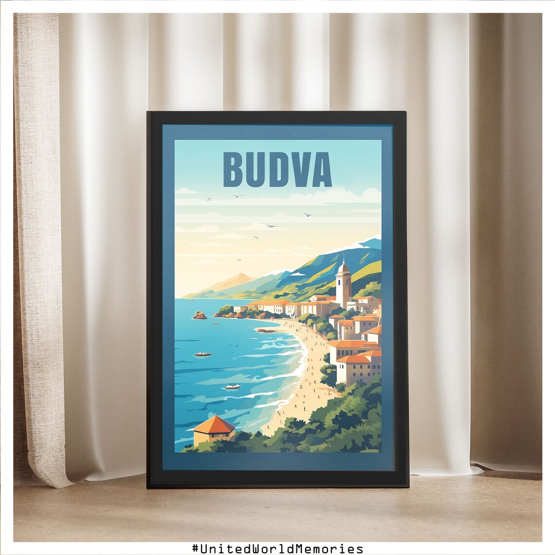 Budva Montenegro Old Town Beach Adriatic Vintage Travel Poster - Image 5