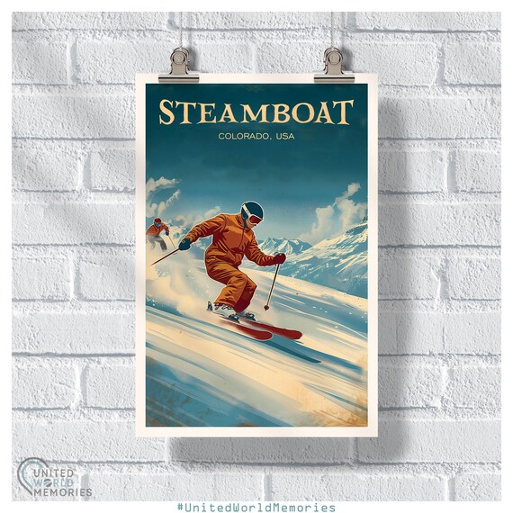 Steamboat Colorado Ski Resort Downhill Skiing Powder Run Poster