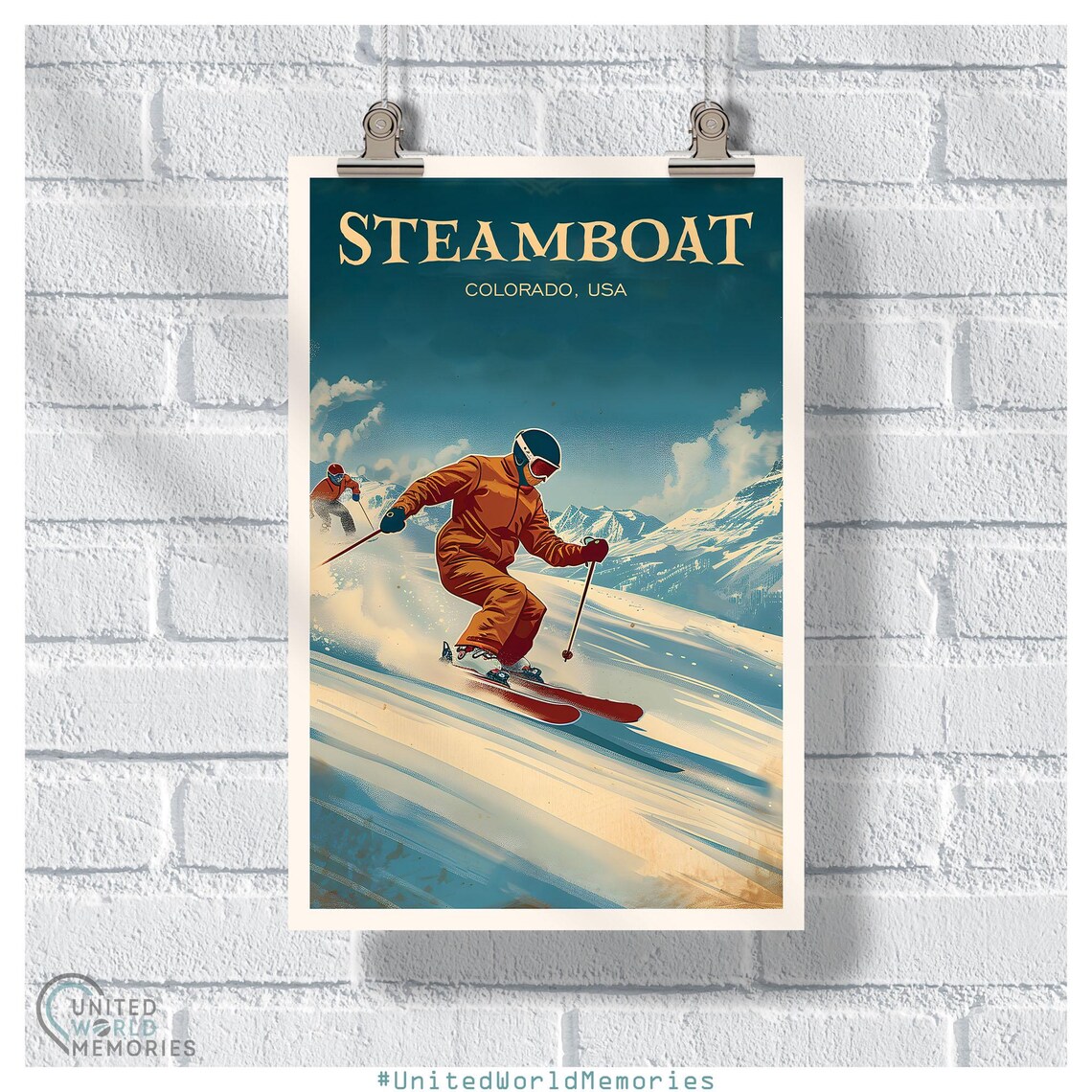 Steamboat Colorado Ski Resort Downhill Skiing Powder Run Poster