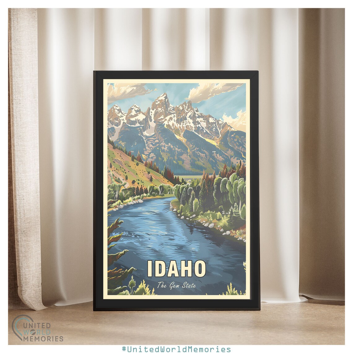 Idaho Gem State Grandeur Travel Poster, Retro Style - Image 3