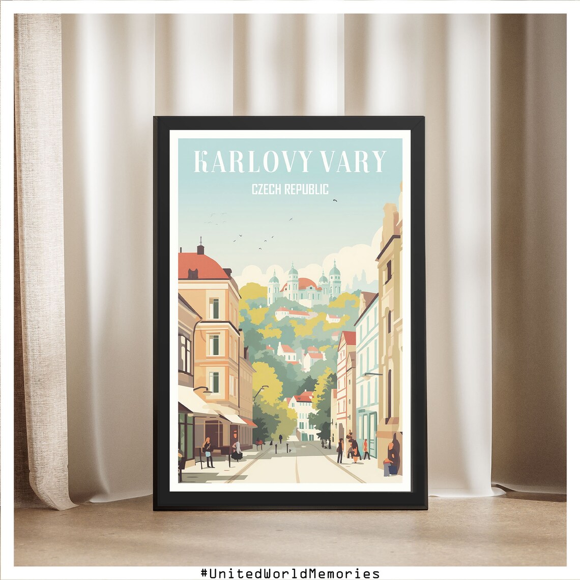 Karlovy Vary Czech Republic Church Spires Old Street Travel Poster - Image 5