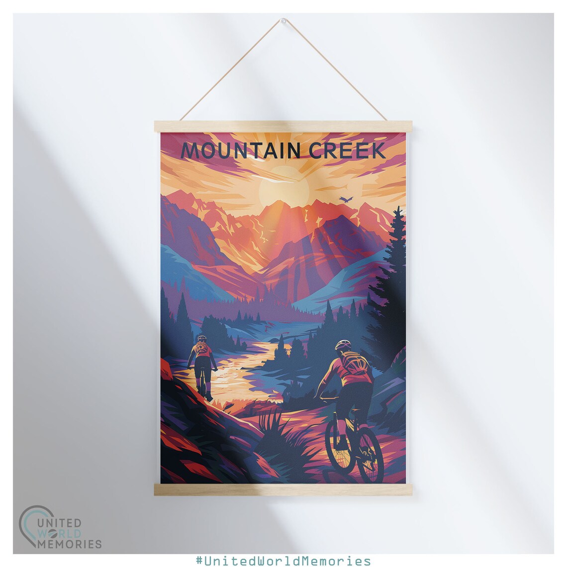 Mountain Creek Golden Sunset Mountain Bike Trail Riders Poster - Image 5