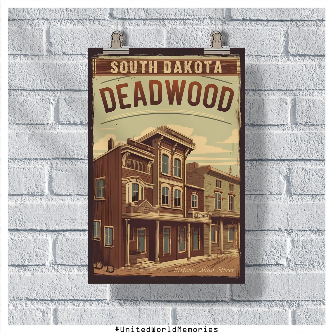 Deadwood South Dakota Historic Main Street Vintage Western Poster