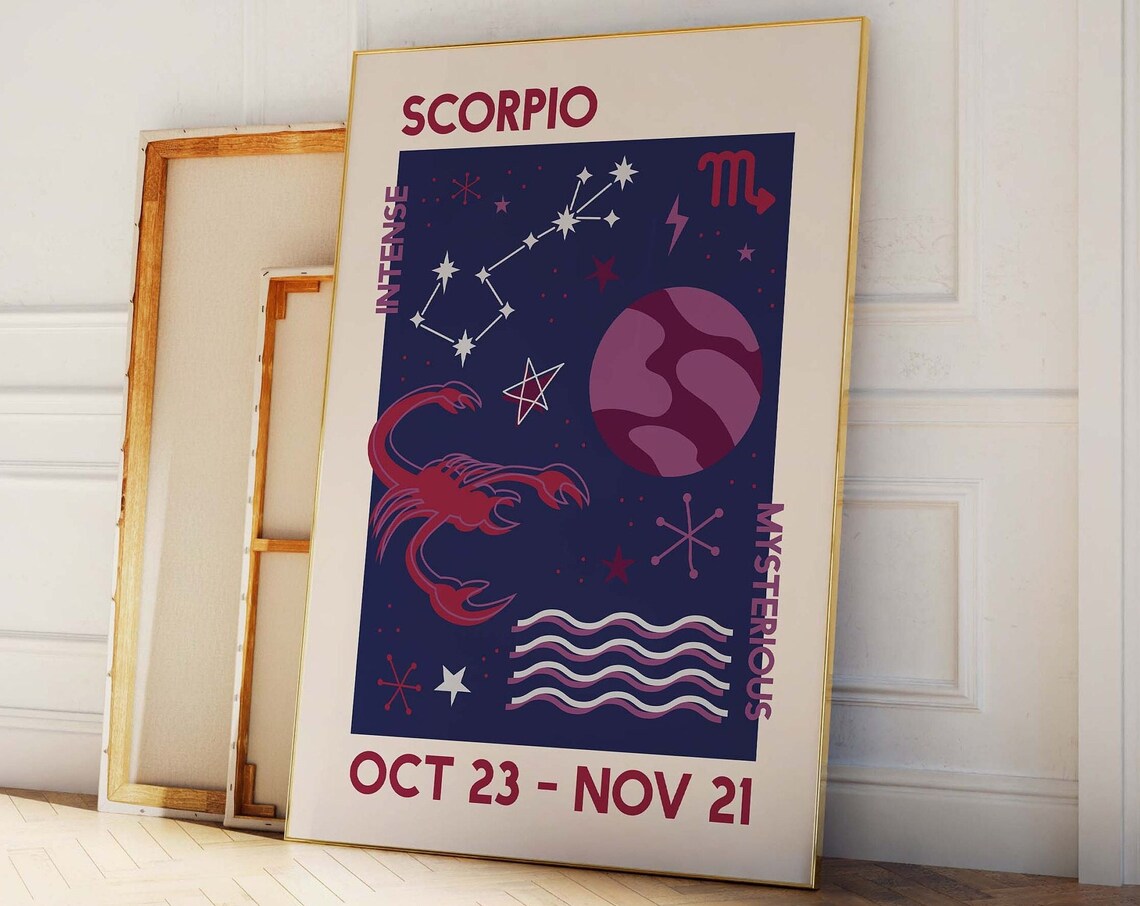 Scorpio Zodiac Retro Astrology Poster Oct 23 Nov 21 Scorpion Sign